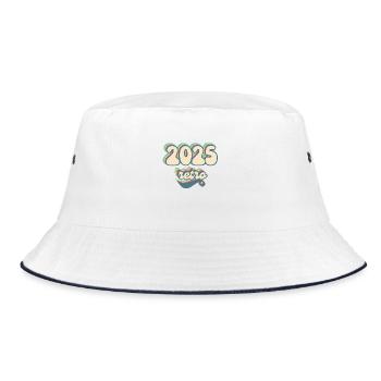 2025 Retro Geschenkidee - Bucket Hat - Weiß/Navy - Vorne