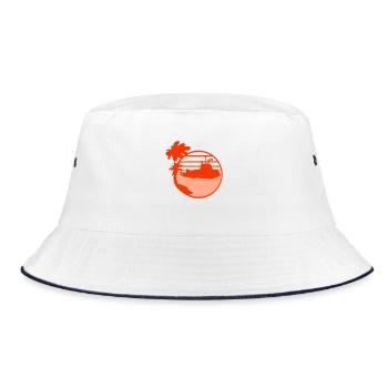 U-Boot Taucht Unterwasser Unterseeboot Wasser Boot - Bucket Hat - Weiß/Navy - Vorne