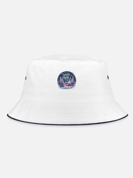 Winter Magic is in the Air – Winter Landscape - Bucket Hat - white/navy - Front