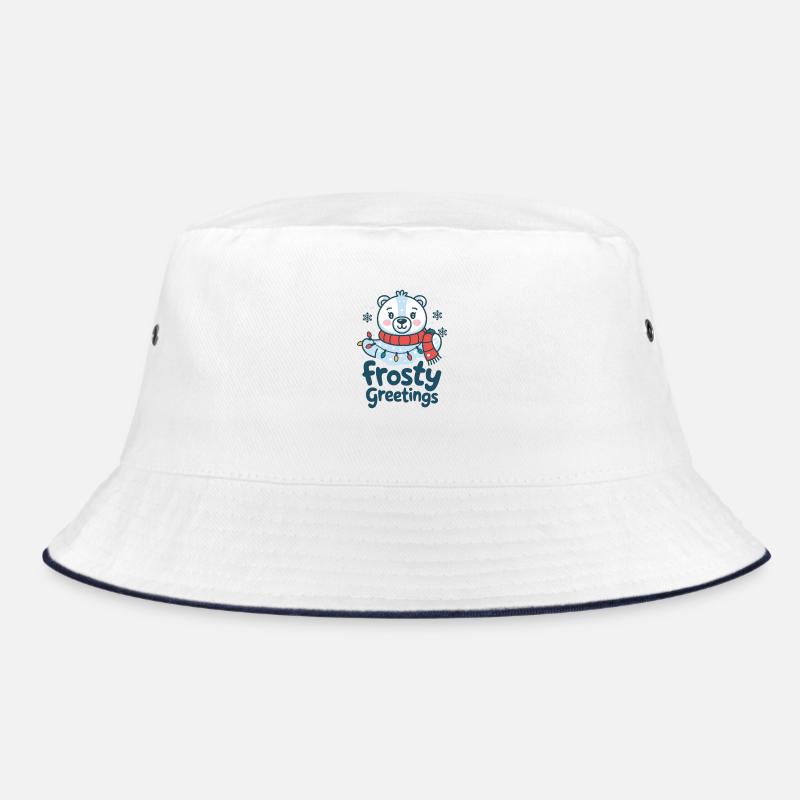 Frosty greetings – Polar bear with fairy lights Bucket Hat