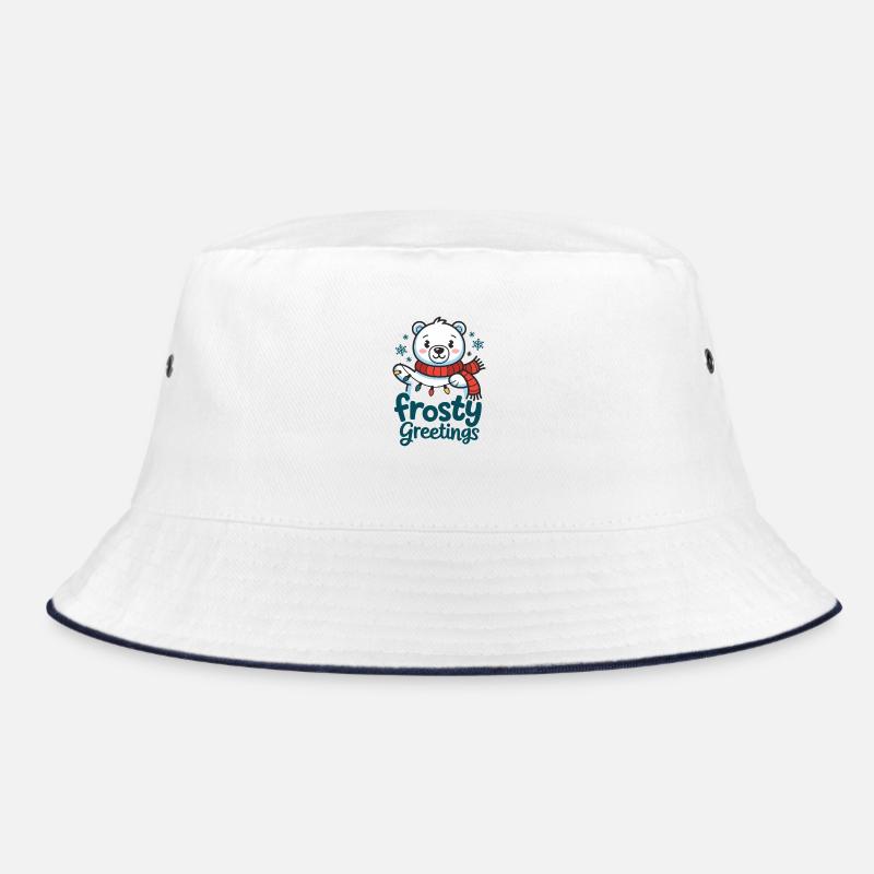 Frosty greetings – Polar bear with fairy lights Bucket Hat