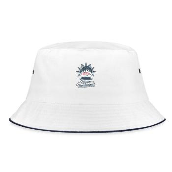Winter Wonderland – Snow Globe with Village - Bucket Hat - white/navy - Front