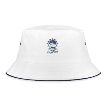 Winter Wonderland – Snow Globe with Village - Bucket Hat - white/navy - Front