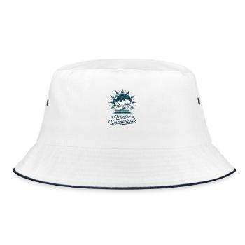 Winter Wonderland – Snow Globe with Village - Bucket Hat - white/navy - Front