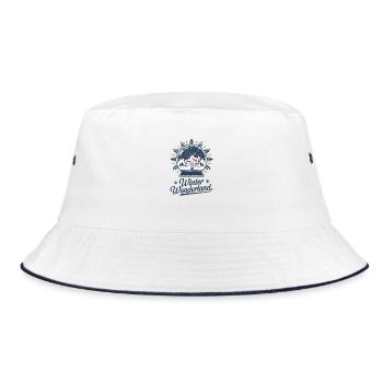 Winter Wonderland – Snow Globe with Village - Bucket Hat - white/navy - Front