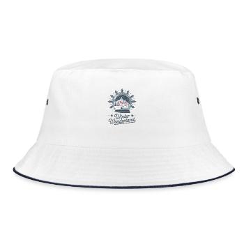 Winter Wonderland – Snow Globe with Village - Bucket Hat - white/navy - Front