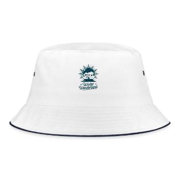 Winter Wonderland – Snow Globe with Village - Bucket Hat - white/navy - Front