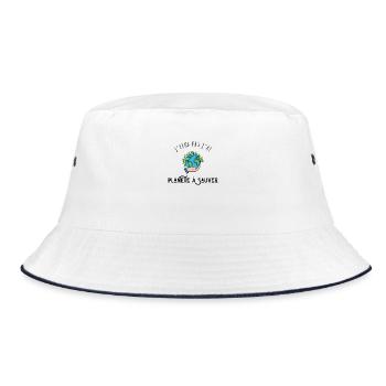 Ich kann nicht, ich habe einen Planeten zu retten - Bucket Hat - Weiß/Navy - Vorne