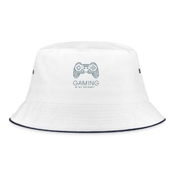Gaming is my Therapy – Minimalist Controller - Bucket Hat - white/navy - Front