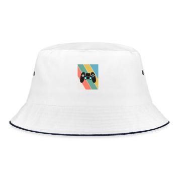 Vintage Retro Gaming Controller - Bucket Hat - white/navy - Front