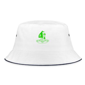 Pirate Pirate Ship Kid Captain Buccaneer Waves - Bucket Hat - white/navy - Front