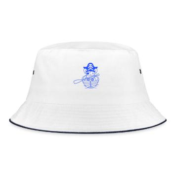Rabbit Pirate Paddling Rabbit Buccaneer Rowing Boat - Bucket Hat - white/navy - Front