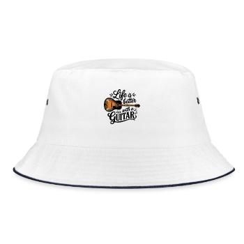 Life is Better with a Guitar – Akustikgitarre - Bucket Hat - Weiß/Navy - Vorne