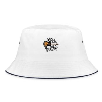 Life is Better with a Guitar – Akustikgitarre - Bucket Hat - Weiß/Navy - Vorne