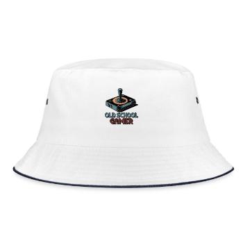 Old School Gamer – Retro Joystick - Bucket Hat - white/navy - Front