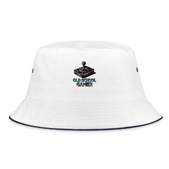 Old School Gamer – Retro Joystick - Bucket Hat - white/navy - Front