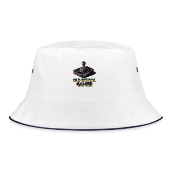 Old School Gamer – Retro Joystick - Bucket Hat - white/navy - Front