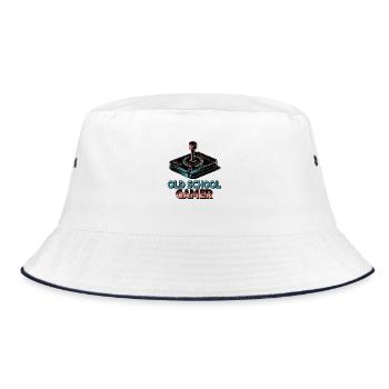 Old School Gamer – Retro Joystick - Bucket Hat - white/navy - Front