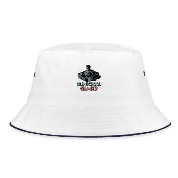 Old School Gamer – Retro Joystick - Bucket Hat - white/navy - Front