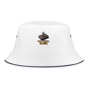 Old School Gamer – Retro Joystick - Bucket Hat - white/navy - Front