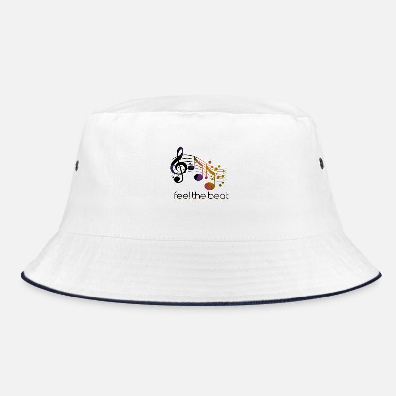 Feel the Beat – Abstrakter Notenschlüssel - Bucket Hat - Weiß/Navy