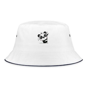 Cute panda looking around the corner - Bucket Hat - white/navy - Front