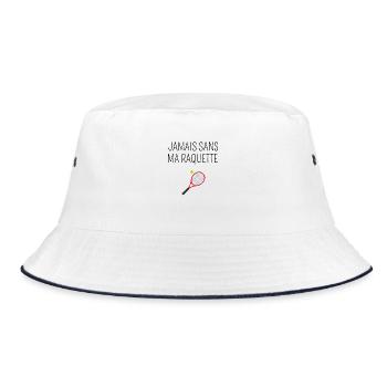 Never Without My Racket - Tennis Gift Idea - Bucket Hat - white/navy - Front