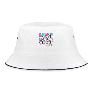 Penguins on balloons - Bucket Hat - white/navy - Front