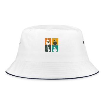 Vintage Guitar Pick Guitarist Gift - Bucket Hat - white/navy - Front