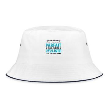 nicht perfekt, aber Radfahrer, Radfahren, Radfahren - Bucket Hat - Weiß/Navy - Vorne