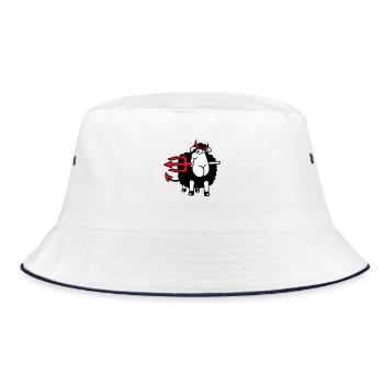 Sheep Devil Satan Hell Evil Trident Horns Cool - Bucket Hat - white/navy - Front