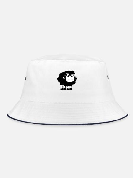 Black Sheep Small Cute Cute Lamb Cool Comic - Bucket Hat - white/navy - Front