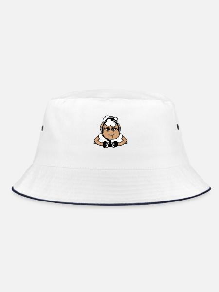 Sheep Gamer Controller Video Game Nerd Sad Fun - Bucket Hat - white/navy - Front