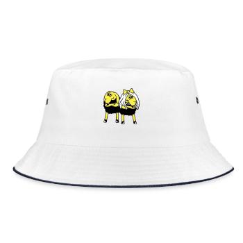 2 sheep couple tired angry upset offended - Bucket Hat - white/navy - Front