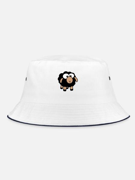 Black Sheep Small Cute Cute Lamb Cool Comic - Bucket Hat - white/navy - Front