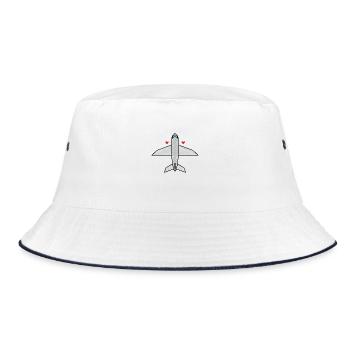 Flugzeug - Bucket Hat - Weiß/Navy - Vorne