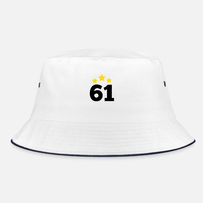 61 Year Old Star - 61st Anniversary Gift - Bucket Hat - white/navy