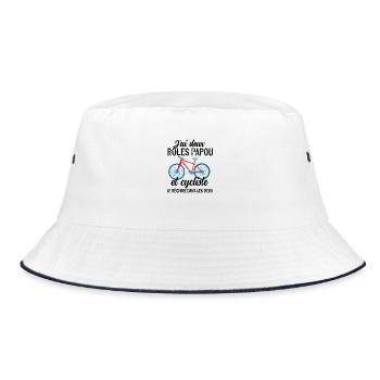 Ich habe zwei Rollen: Papua und Radfahrer, Trikot, Radfahren - Bucket Hat - Weiß/Navy - Vorne