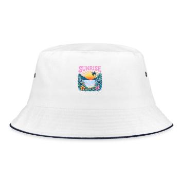 Retro Vintage Design: Sunrise peace & love - Bucket Hat - Weiß/Navy - Vorne