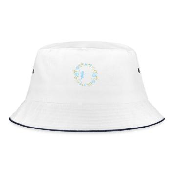 Couronne florale décorative avec des roses bleues et une fée - Bob - blanc/marine - Devant