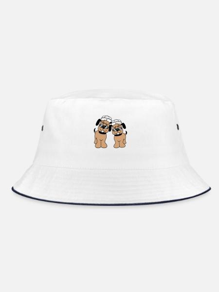 2 DJ chiens lunettes de soleil adolescent casquette casquette équipe - Bob - blanc/marine - Devant