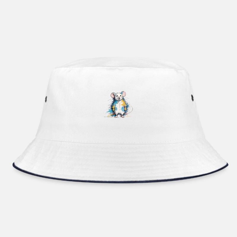 Maus - Bucket Hat - Weiß/Navy