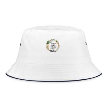 Brautzeuge Krone Boho Blumen - Bucket Hat - Weiß/Navy - Vorne