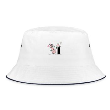 Letter m pink flowers - Bucket Hat - white/navy - Front
