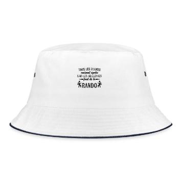 Frau und Wanderer / Humorvolle Wanderin - Bucket Hat - Weiß/Navy - Vorne