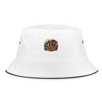 Mushrooms Magic Mushrooms Plain - Bucket Hat - white/navy - Front