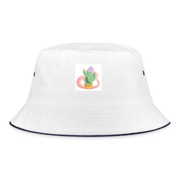 Pot de cactus avec fleur rose - Bob - blanc/marine - Devant