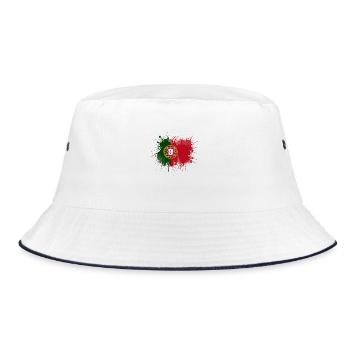 Portugal-Flagge als Farbflecken - Bucket Hat - Weiß/Navy - Vorne
