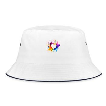 Buntes Herz Valentinstag Geschenk - Bucket Hat - Weiß/Navy - Vorne