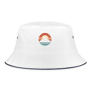Mountains, nature, sunset - Bucket Hat - white/navy - Front